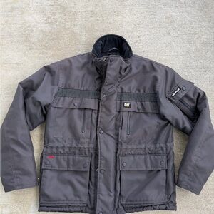 Caterpillar CAT Heavy Insulated Parka Mens M Black Reflective Pockets Jacket